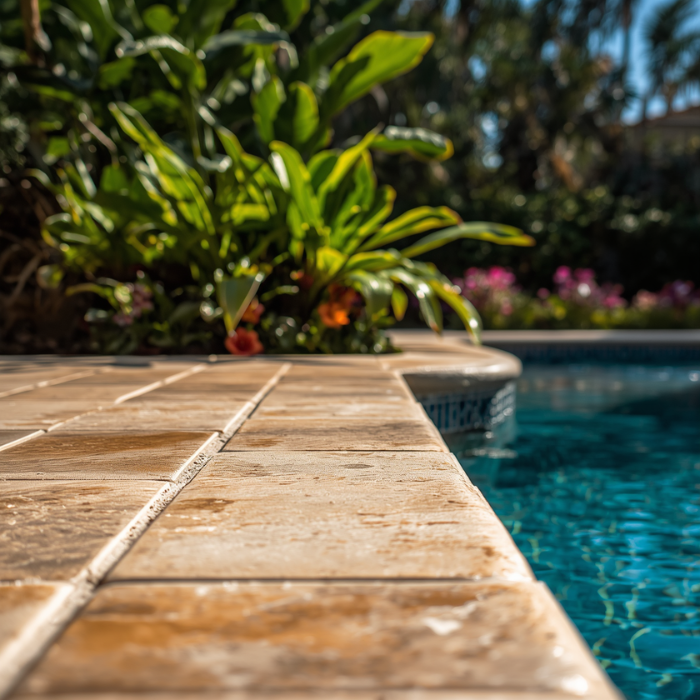 Margelle piscine — chantier de carrelage à La Londe-les-Maures